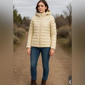 NWOT WOMAN'S SAVE THE DUCK PUFFER JACKET OLLY IN SHORE BEIGE Size XS